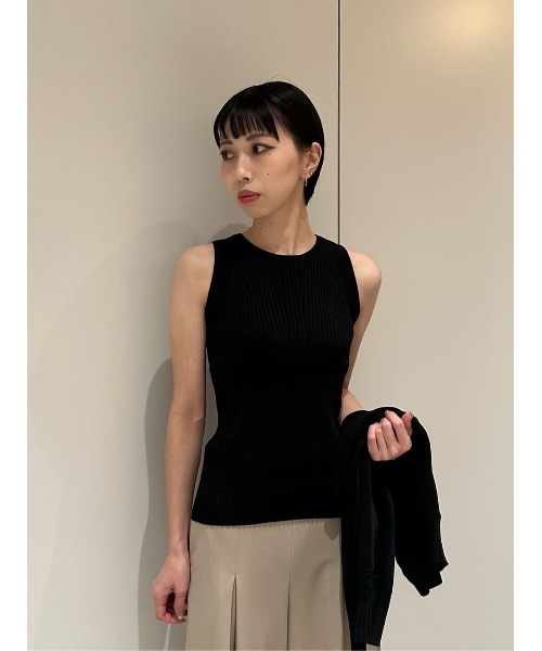 ESTNATION（エストネーション）の「ESSENCEOFLUXURY / ブライトアメリカンスリーブ リブニット（ニット/セーター・レディース・ブラック/オフホワイト・FREE）」の10枚目の写真