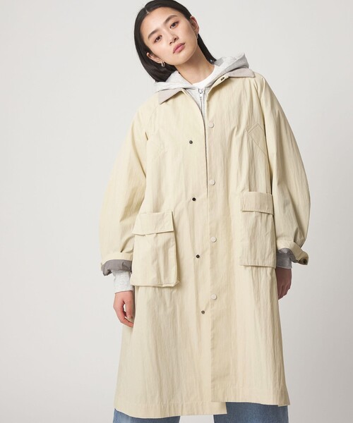 CITEN(シテン)の「<CITEN>スプリングコート(ステンカラーコート・レディース・オフホワイト/ライム・M/S)」の2枚目の写真