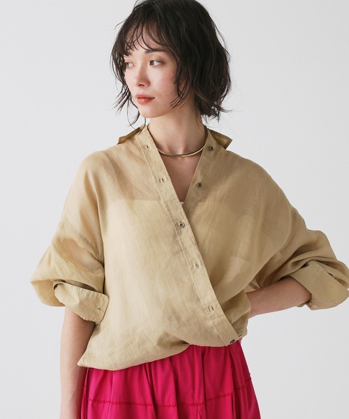 BABYLONE(バビロン)の「ラミーシアーカシュクールシャツ(シャツ/ブラウス・レディース・ホワイト/ピンク/ライム/ベージュ/カーキ・フリー)」の2枚目の写真