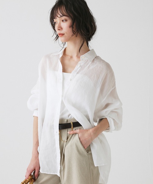 BABYLONE(バビロン)の「ラミーシアーカシュクールシャツ(シャツ/ブラウス・レディース・ホワイト/ピンク/ライム/ベージュ/カーキ・フリー)」の1枚目の写真