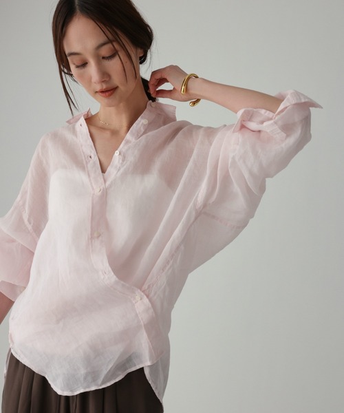 BABYLONE(バビロン)の「ラミーシアーカシュクールシャツ(シャツ/ブラウス・レディース・ホワイト/ピンク/ライム/ベージュ/カーキ・フリー)」の5枚目の写真