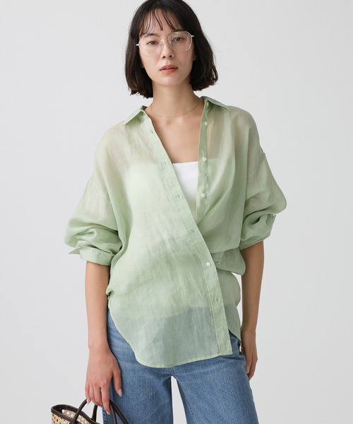 BABYLONE(バビロン)の「ラミーシアーカシュクールシャツ(シャツ/ブラウス・レディース・ホワイト/ピンク/ライム/ベージュ/カーキ・フリー)」の4枚目の写真