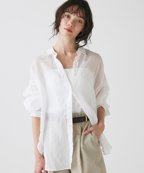 BABYLONE(バビロン)の「ラミーシアーカシュクールシャツ(シャツ/ブラウス・レディース・ホワイト/ピンク/ライム/ベージュ/カーキ・フリー)」の19枚目の写真