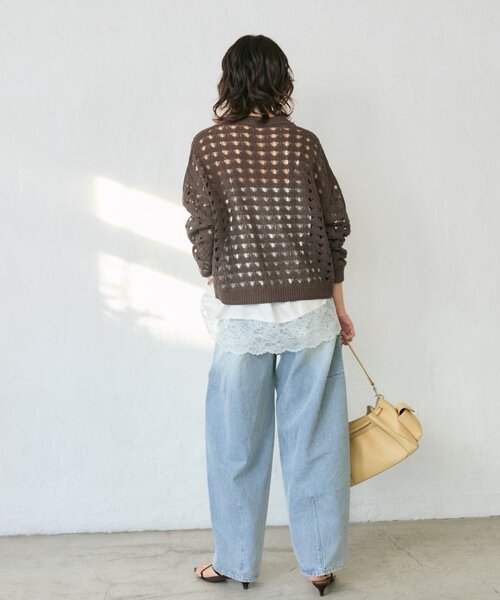 RIVE DROITE(リヴドロワ)の「予約【夏まで使える】透かし編みカーディガン(カーディガン/ボレロ・レディース・ブラウン/サックスブルー・FREE)」の6枚目の写真
