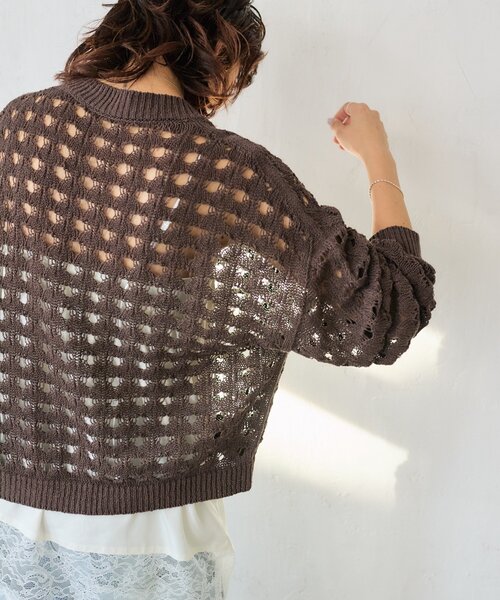 RIVE DROITE(リヴドロワ)の「予約【夏まで使える】透かし編みカーディガン(カーディガン/ボレロ・レディース・ブラウン/サックスブルー・FREE)」の12枚目の写真