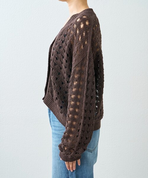RIVE DROITE(リヴドロワ)の「予約【夏まで使える】透かし編みカーディガン(カーディガン/ボレロ・レディース・ブラウン/サックスブルー・FREE)」の14枚目の写真