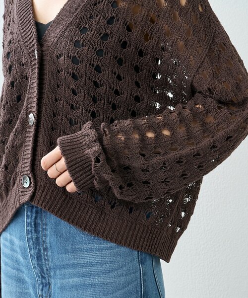 RIVE DROITE(リヴドロワ)の「予約【夏まで使える】透かし編みカーディガン(カーディガン/ボレロ・レディース・ブラウン/サックスブルー・FREE)」の17枚目の写真