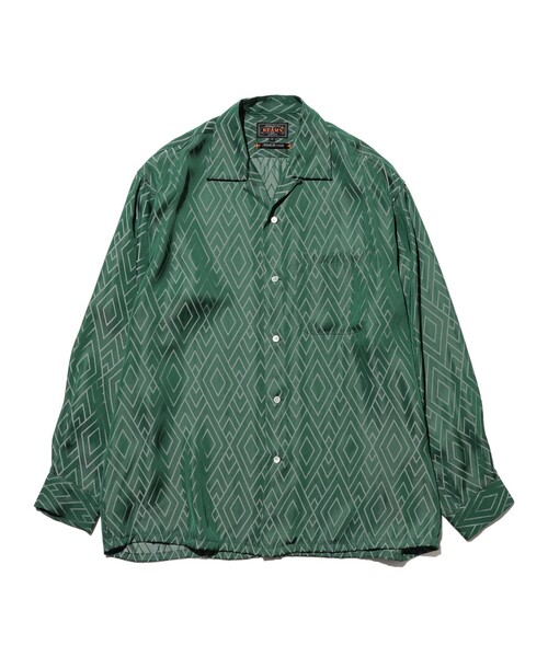 BEAMS PLUS(ビームスプラス)の「Open Collar Cupro Dot Zigzag Pattern(シャツ/ブラウス・メンズ・ネイビー/グリーン・SMALL/LARGE/MEDIUM/X-LARGE)」の14枚目の写真
