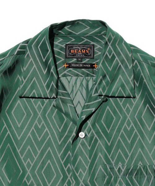 BEAMS PLUS(ビームスプラス)の「Open Collar Cupro Dot Zigzag Pattern(シャツ/ブラウス・メンズ・ネイビー/グリーン・SMALL/LARGE/MEDIUM/X-LARGE)」の13枚目の写真