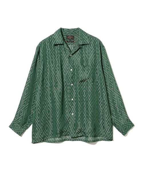 BEAMS PLUS(ビームスプラス)の「Open Collar Cupro Dot Zigzag Pattern(シャツ/ブラウス・メンズ・ネイビー/グリーン・SMALL/LARGE/MEDIUM/X-LARGE)」の9枚目の写真