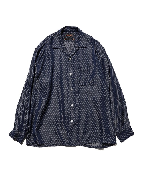 BEAMS PLUS(ビームスプラス)の「Open Collar Cupro Dot Zigzag Pattern(シャツ/ブラウス・メンズ・ネイビー/グリーン・SMALL/LARGE/MEDIUM/X-LARGE)」の10枚目の写真