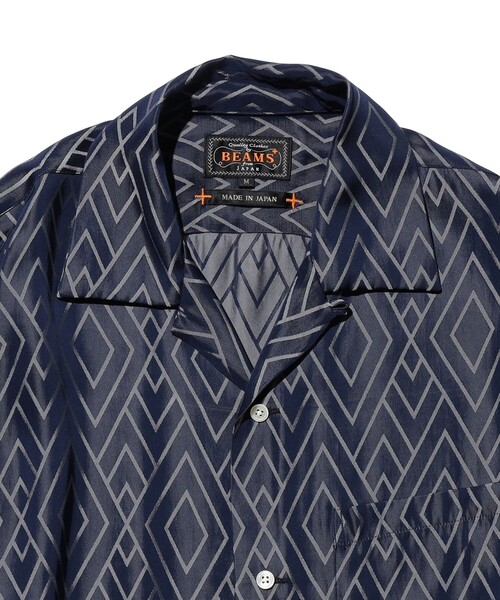 BEAMS PLUS(ビームスプラス)の「Open Collar Cupro Dot Zigzag Pattern(シャツ/ブラウス・メンズ・ネイビー/グリーン・SMALL/LARGE/MEDIUM/X-LARGE)」の9枚目の写真