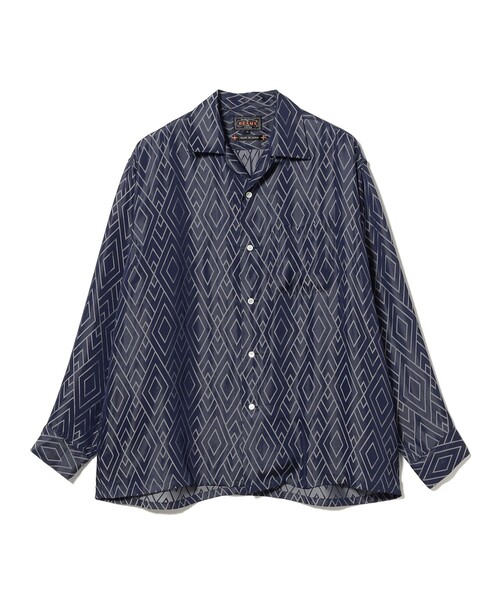 BEAMS PLUS(ビームスプラス)の「Open Collar Cupro Dot Zigzag Pattern(シャツ/ブラウス・メンズ・ネイビー/グリーン・SMALL/LARGE/MEDIUM/X-LARGE)」の15枚目の写真