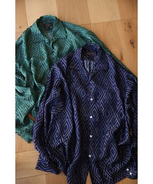 BEAMS PLUS | Open Collar Cupro Dot Zigzag Pattern(シャツ/ブラウス)