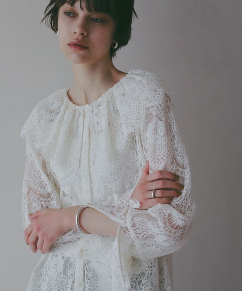 BAYFLOW（ベイフロー）の「【EF(エフ)】スカラップレースブラウス（WOMEN）（シャツ/ブラウス・レディース・オフホワイト・FREE）」の14枚目の写真