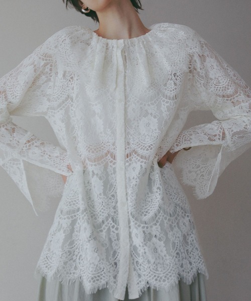 BAYFLOW（ベイフロー）の「【EF(エフ)】スカラップレースブラウス（WOMEN）（シャツ/ブラウス・レディース・オフホワイト・FREE）」の15枚目の写真