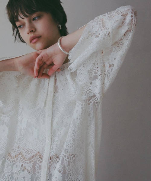 BAYFLOW（ベイフロー）の「【EF(エフ)】スカラップレースブラウス（WOMEN）（シャツ/ブラウス・レディース・オフホワイト・FREE）」の16枚目の写真