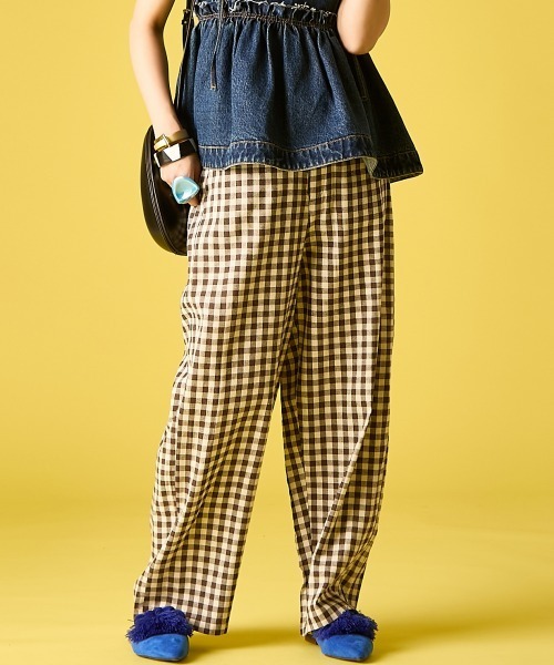 GEVS.（ジェイヴィス）の「ギンガムチェックルーズパンツ＜大きいサイズ有＞GEVS.（その他パンツ・レディース・ブラウン系/ブラック系・5L/3L/LL/L/M/4L）」の2枚目の写真