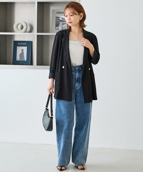 LAVEANGE（ラビアンジェ）の「【好機能シリーズ】接触冷感｜トリコットダブルテーラードジャケット（テーラードジャケット・レディース・ブラック/グレー/ダークブラウン・M/LL/3L/4L/5L）」の9枚目の写真