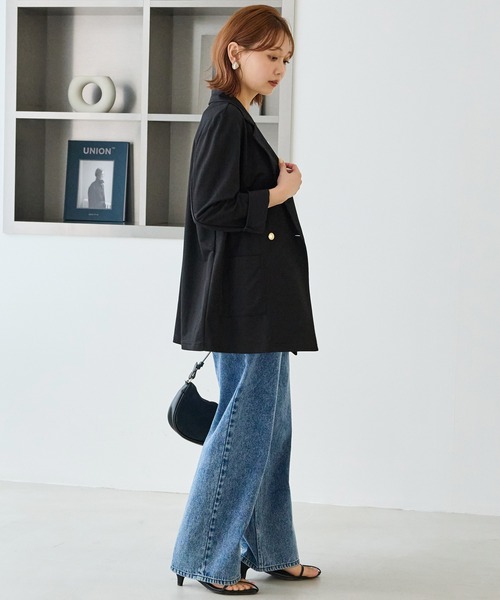 LAVEANGE（ラビアンジェ）の「【好機能シリーズ】接触冷感｜トリコットダブルテーラードジャケット（テーラードジャケット・レディース・ブラック/グレー/ダークブラウン・M/LL/3L/4L/5L）」の11枚目の写真