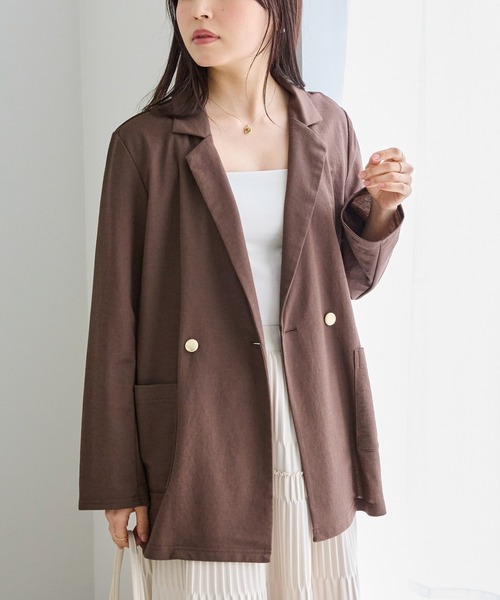 LAVEANGE（ラビアンジェ）の「【好機能シリーズ】接触冷感｜トリコットダブルテーラードジャケット（テーラードジャケット・レディース・ブラック/グレー/ダークブラウン・M/LL/3L/4L/5L）」の15枚目の写真