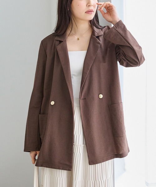 LAVEANGE（ラビアンジェ）の「【好機能シリーズ】接触冷感｜トリコットダブルテーラードジャケット（テーラードジャケット・レディース・ブラック/グレー/ダークブラウン・M/LL/3L/4L/5L）」の16枚目の写真