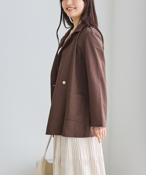 LAVEANGE（ラビアンジェ）の「【好機能シリーズ】接触冷感｜トリコットダブルテーラードジャケット（テーラードジャケット・レディース・ブラック/グレー/ダークブラウン・M/LL/3L/4L/5L）」の17枚目の写真