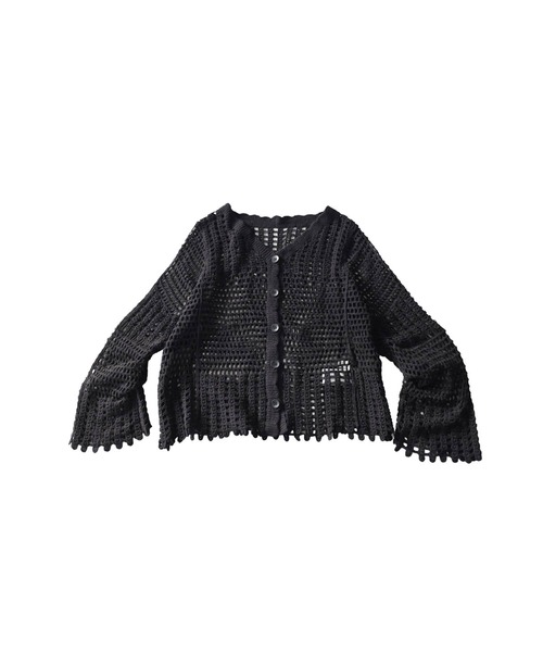 antiqua(アンティカ)の「Vネック 綿100 カーディガン(カーディガン/ボレロ・レディース・ナチュラル/ブラック・ONESIZE)」の11枚目の写真
