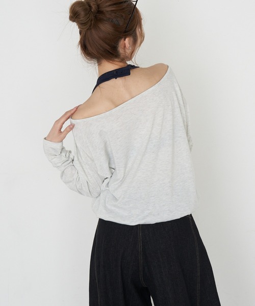 RAY CASSIN（レイカズン）の「ホルターレイヤードオフショルルーズTシャツ（Tシャツ/カットソー・レディース・ブラック/ブラック系その他2/グレー/ブラウン系その他2・FREE）」の14枚目の写真