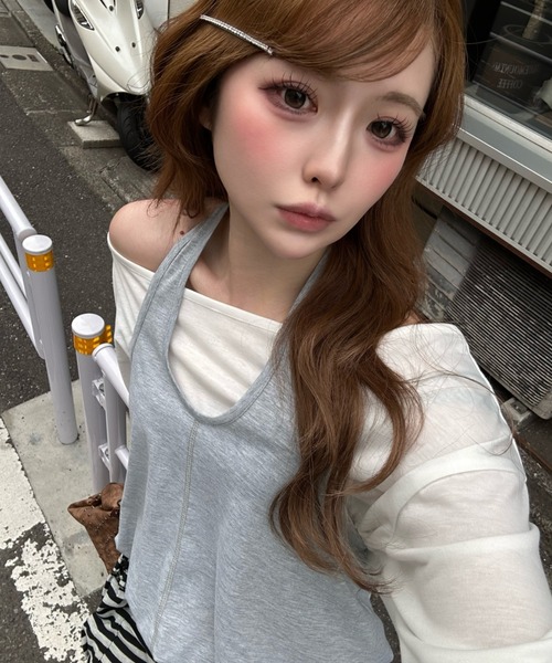 RAY CASSIN（レイカズン）の「ホルターレイヤードオフショルルーズTシャツ（Tシャツ/カットソー・レディース・ブラック/ブラック系その他2/グレー/ブラウン系その他2・FREE）」の11枚目の写真