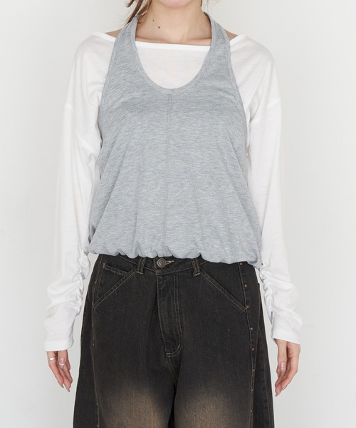 RAY CASSIN（レイカズン）の「ホルターレイヤードオフショルルーズTシャツ（Tシャツ/カットソー・レディース・ブラック/ブラック系その他2/グレー/ブラウン系その他2・FREE）」の17枚目の写真