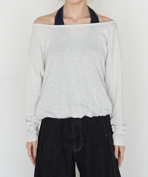 RAY CASSIN（レイカズン）の「ホルターレイヤードオフショルルーズTシャツ（Tシャツ/カットソー・レディース・ブラック/ブラック系その他2/グレー/ブラウン系その他2・FREE）」の21枚目の写真