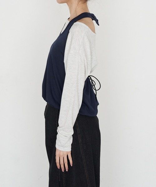 RAY CASSIN（レイカズン）の「ホルターレイヤードオフショルルーズTシャツ（Tシャツ/カットソー・レディース・ブラック/ブラック系その他2/グレー/ブラウン系その他2・FREE）」の19枚目の写真