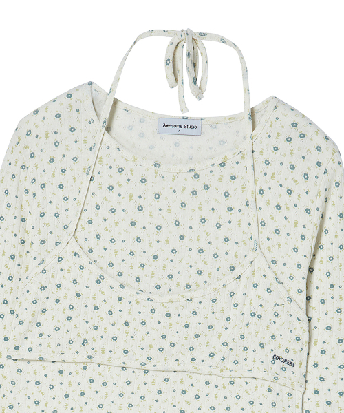 AWESOME STUDIO(オーサムスタジオ)の「フラワーパターンレイヤードトップスライトベージュ(Tシャツ/カットソー・レディース・ライトベージュ・FREE)」の6枚目の写真