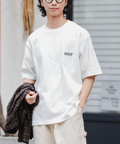 FORK&SPOON（フォークアンドスプーン）の「FORK&SPOON　POSTワンポイントTシャツ（Tシャツ/カットソー・メンズ・オフホワイト/チャコールグレー・5/4）」の5枚目の写真