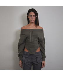 VOONT（ブント）の「Corset Off Shoulder Sweatshirt (KHAKI)（スウェット）」