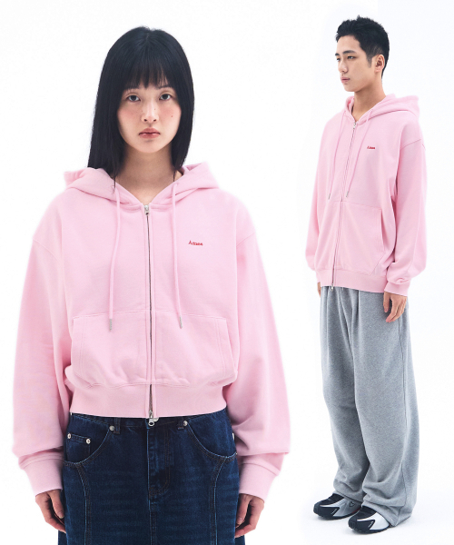 Basic Small Logo Hoodie Zip Up — розовая худи‑куртка на молнии