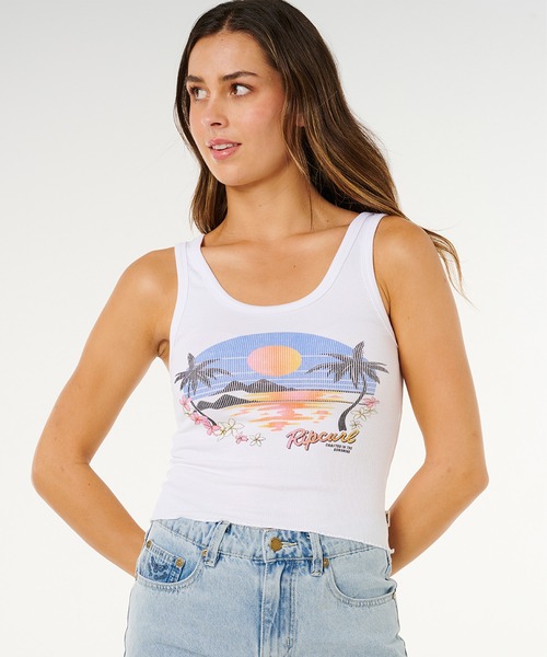 rip curl(リップカール)の「RIP CURL/リップカール タンクトップ リブ 0M0WTE(タンクトップ・レディース・ピンク/ホワイト・S/XS)」の1枚目の写真
