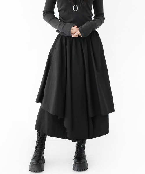 minsobi（ミンソビ）の「[ユニセックス]アシンメトリー レイヤード ワイド スカートパンツ（その他パンツ・レディース・ブラック・ONE SIZE）」の17枚目の写真