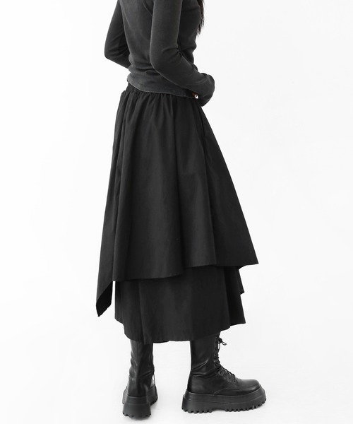 minsobi（ミンソビ）の「[ユニセックス]アシンメトリー レイヤード ワイド スカートパンツ（その他パンツ・レディース・ブラック・ONE SIZE）」の18枚目の写真