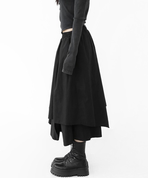 minsobi（ミンソビ）の「[ユニセックス]アシンメトリー レイヤード ワイド スカートパンツ（その他パンツ・レディース・ブラック・ONE SIZE）」の20枚目の写真