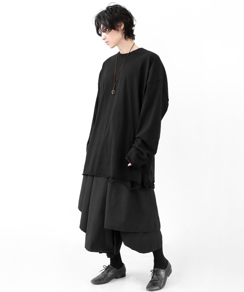 minsobi（ミンソビ）の「[ユニセックス]アシンメトリー レイヤード ワイド スカートパンツ（その他パンツ・レディース・ブラック・ONE SIZE）」の12枚目の写真