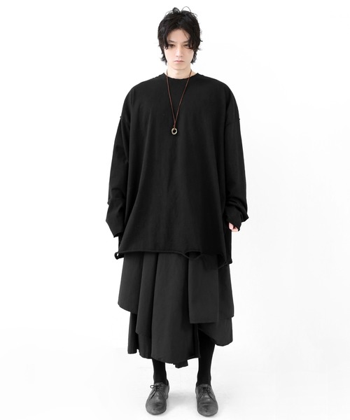 minsobi（ミンソビ）の「[ユニセックス]アシンメトリー レイヤード ワイド スカートパンツ（その他パンツ・レディース・ブラック・ONE SIZE）」の9枚目の写真