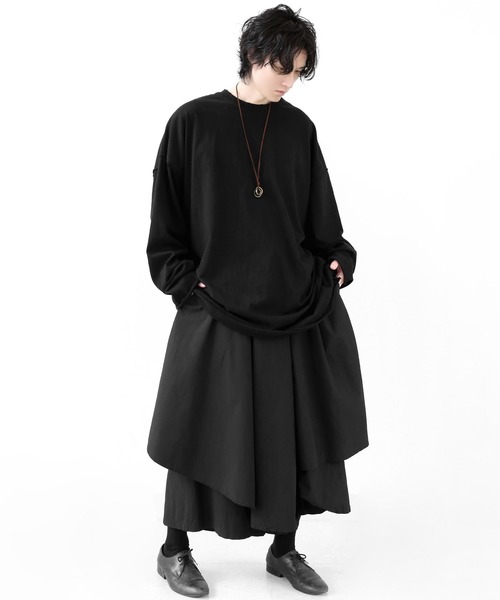 minsobi（ミンソビ）の「[ユニセックス]アシンメトリー レイヤード ワイド スカートパンツ（その他パンツ・レディース・ブラック・ONE SIZE）」の10枚目の写真