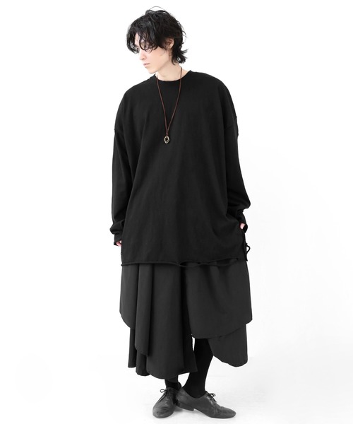 minsobi（ミンソビ）の「[ユニセックス]アシンメトリー レイヤード ワイド スカートパンツ（その他パンツ・レディース・ブラック・ONE SIZE）」の14枚目の写真