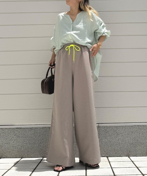 Q(キュー)の「バックシャーリングブラウス(シャツ/ブラウス・レディース・ミント/ホワイト・MEDIUM)」の19枚目の写真