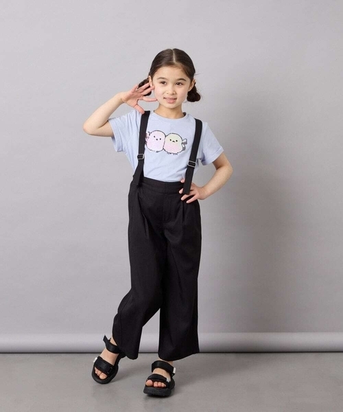 a.v.v（アーヴェヴェ）の「[120-160]【接触冷感】麻調サス付きワイドパンツ（その他パンツ・キッズ・ブラック/ベージュ・120/130/140/150/160）」の9枚目の写真