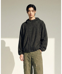 APOSTROPHE COMMA（アポストロフィコンマ）の「アンバランスニットフードジップアップ_ブラック（パーカー）」