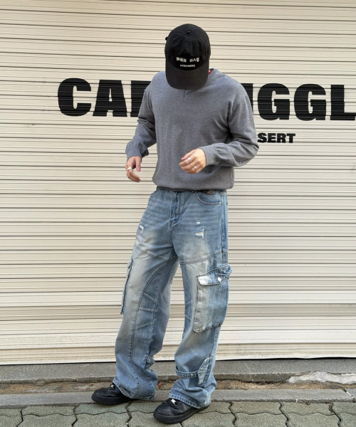VETEZE（ベテゼ）の「Washed Cargo Denim Detail Pants（デニムパンツ・レディース・ブルー系その他・1/2/3）」の7枚目の写真