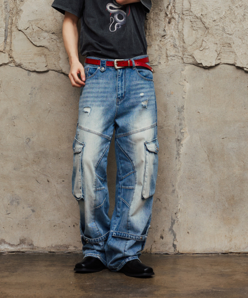 VETEZE（ベテゼ）の「Washed Cargo Denim Detail Pants（デニムパンツ・レディース・ブルー系その他・1/2/3）」の12枚目の写真